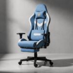 BAYBEE Drogo Ergo Plus Ergonomic Gaming Chair with Footrest,Breathable Fabric,Adjustable Seat&3D Armrest|Head&Massager Lumbar Support Pillow|Home&Office Chair with Full Recline Back(Blue) - Image 2