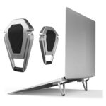 BLACK CROWN Anti-Slip Tabletop Risers for 10-17 Inch Laptop, Compact & Design Aluminum Mini Laptop Stand for Desk Folding Portable Laptop Stand for Table for Notebook Tablet Stand for Desk. Silver. - Image 2