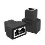 BLACK CROWN RJ45 Splitter Connector,Dual LAN Ethernet Socket USB 1 to 2 Female Network Adapter Compatible with Cat5, Cat5e, Cat6, Cat7. (Pair of 1) - Image 2
