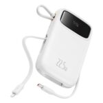 Baseus Qpow2 Dual-Cable Digital Display Fast Charge Power Bank 10000mAh 22.5W Cluster Black(with: Simple Charging Cable Type-C 3A 0.3m Black) (White, 20000 mAh) - Image 2