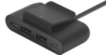Belkin 4-Port Power Extender with 2m Extension Cellularphone Cable 30W 4 Port (2 USB-C (15W) + 2 USB-A (12W) Charger, Car Charger, Includes Detachable Clip, Black - Image 2