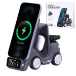 Bigsmall Charge Cruiser - 3-in-1 Wireless Charger with Clock | Wireless Magentic Charger for iPhone,Smart Phone,Smart Watch,Earpod & Digital Clock | Alarm Clock & Lamp | Compact Toy Car Design | Black - Image 2