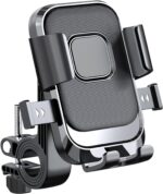 Bike Mobile Stand | Universal Handlebar Mount Phone Holder for Bikes & Scooters | 360° Rotatable & Shock-Absorbent Clamp | Fits 4.7″-7.2″ Smartphones (Black) - Image 2