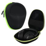 BonKaso Headphone Carrying Case – Hard Shell Vinyl Protective Case Compatible with Boat Rockerz 550, Sony WH-CH510/CH710N, HyperX Cloud | Portable Earpads Storage Pouch – Black & Green, 1 Count - Image 2