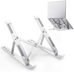 CARE CASE™ Creative Foldable Height Adjustable Metal Frame Laptop Stand, Ergonomic, Over Heating Protection for Laptops. (Silver) - Image 2