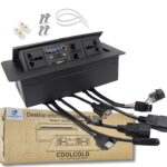 COOLCOLD 10 Module, Hydraulic Cable Cubby, Conference Table Connectivity Solutions, Pop Up Box with HDMI, VGA, Audio, LAN, Power Ports & USB Port (Black) - 1 Year Warranty - Image 2
