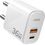 COSTAR Original Adapto 36W GaN Fast Charger Adapter QC PD Dual Port(USB + Type C), Fast Charger Compatible with Samsung Galaxy A15/M35/A35/A55/M05/M15/F15/M55, iPhone, Xiaomi, Vivio, Oppo, Android - Image 2