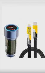 Car Charger for Nothing Phone (1) Charger High Speed Quick QC 3.0 Smart with 1.2m 3-in-1 Multi Cable Micro USB Android iOS Type-C USB Cable (Black,CAR,CHR.SJT) - Image 2