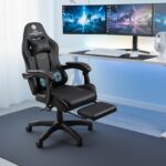 Casa Copenhagen Designed in Denmark,High-Back Italian Leather Gaming Ergonomic Chair with Advanced Mechanism & Electric Back Massager, Memory Foam Seating & Multi Function Arm-Rest - Black & Black - Image 2
