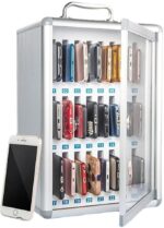 Cell Phone Organizers Cell Phones Storage Cabinet 24 Slots Pocket Chart Storage Locker Box Metal Wall Mount Locking Organizer For Classroom Office Wall Mobile Phone Holder,Silver - Image 2