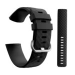CellFAther Silicone Bands Compatible with Fitbit Charge 4/Charge 3 & SE, Waterproof Strap Fitness Sport Wristband for Women & Men, (Large 180-221 MM) (Black) (Watch Not Included) - Image 2