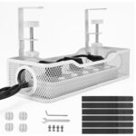 Climberty® No Drill Under Desk Cable Management Tray, Adjustable Metal Wire Organizer Rack with Clamp for Cord, Power Strip & Network Cable Storage, Office Or Home Use, 13x4.7x3.1 inches (White) - Image 2