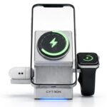Cytron Qi2 MagSafe Charger, 3-in-1 Wireless Charger for iPhone 17/16/15/14/ 13 Series, Apple Watch & AirPods, Fast Wireless Charging Dock, MagSafe Magnetic Charger, Compact Design - Silver - Image 2