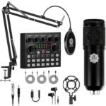 DIGIMORE Condenser Mic for Singing with V8 Sound Card | Condenser Microphone Kit | Voice Changer | Studio Recording Equipments Full Set, Voice Recorder Mic, Karaoke, Gaming, Podcast & Lecture (D-430) - Image 2