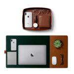 DailyObjects Combo Super Smooth Tan Large Premium Vegan Leather Reversible, Water Resistent Turf Desk Mat | Anti-Skid | Anti-Slip | 85 * 45 cm | Vegan Leather Green-Tan Desk Tray Organiser - Set of 2 - Image 2