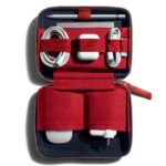 DailyObjects Leather Large Travel Digital Electronic Accessories Storage Bag,Portable Gadget Organizer Case,Tech Kit Pouch for Cables,Drive,Charger,Adapters,Power Bank,Charger Wire Organizer (Red) - Image 2