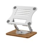 Desktop Bamboo Aluminum and Wooden Portable Laptop Stand with 360 Rotating Base, Smartphone Stand Holder Stand,Heavy Aluminum Laptop Stand - Image 2