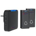 Door Bell, 1000ft/300m Long Range Wireless Doorbell for Home, IP55 Waterproof Push Button, 2 Push Buttons & 1 Plug-in Receiver (Indian Plug), 32 Chimes, 5-Level Volume, LED Indicator, Black - Image 2