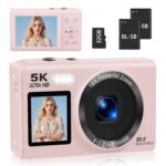 Dual Screen 5K Digital Camera for Vlogging with Fill Light - 80MP, 16X Zoom, WiFi, YouTube/Blogging, Includes 32GB Card & 2 Batteries (X9-Black) - Image 2