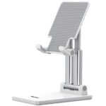 Dyazo Adjustable Mobile Phone Stand | Multiple Height & Angle Adjustable Desk Holder | Portable, Foldable and Durable Base | Compatible with All 4″–10″ Smartphones & Tablets – White - Image 2