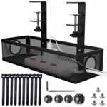 Dyazo Under Desk Cable Management Tray | No-Drill Metal Mesh Rack with Clamp Mount | Wire Organizer Holder for Power Strips & Network Cables | Includes Zip Ties & Cable Clips for Home/Office – Black - Image 2
