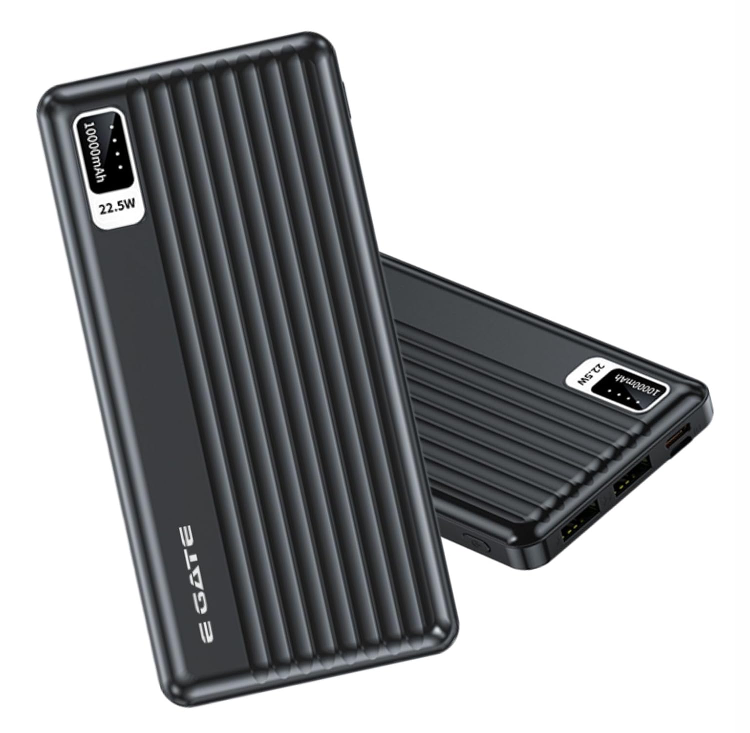 E GATE 102B Powerbank | 10000mAh | 22.5W Fast Charging | QC + PD | Dual Input Port : Type C & Micro USB | Triple Output Port : 2X USB & Type C | LED Indicator| for All iPhone & Android (Black) - Image 2