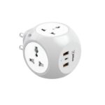 EMBOX Multi Plug Adapter with USB Ports Type -C (QC 3.0) Universal Sockets and LED Indicator, Safety Shutter, 3 Pin Plug Socket Extension, Grey - Image 2