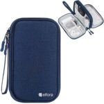 Elfora Big Cable Organizer Bag | Spacious 27X16Cm Double Layer Storage Pouch for Charger, Cables, Power Bank, Hard Disk & Accessories | Portable Travel Case with Mesh Pockets & Zipper Closure – Blue - Image 2