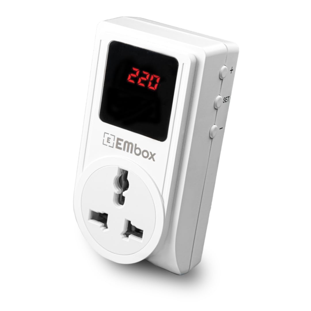 Embox Surge Protectors | Automatic Digital Voltage Protector 250V | Smart Plug 10amp Socket | Over Voltage Under Voltage Protection | LED Display Screen for Voltage Regulator of Appliances10 amp - Image 2