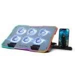 EvoFox Typhoon 2 Laptop Cooling Pad | 6 High-Speed Fans, RGB Lights, Adjustable Stand & Dual USB Ports, Premium Metal Laptop Cooler Pad for Gaming Laptops, Quiet Operation & Ergonomic Design (Blue) - Image 2