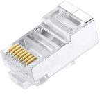 FEDUS RJ45 STP Connector Pack 4 Cat5, Cat5E, Cat6, Shielded RJ45 Nickel Plated 8P8C Ethernet Modular LAN Crimp Module Plug FTP STP Network Crimping Plug Ethernet Network Cable Plug - Image 2