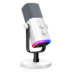FIFINE XLR/USB Dynamic Microphone for Gaming, PC Computer Mic with RGB Lights, Gain Knob, Mute Button, Monitoring Jack, Gamer Mic for Podcasting, Recording Video Creation-AmpliGame AM8 White - Image 2