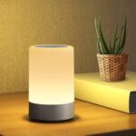 FLYNGO Touch Control LED Night Light Table Lamp for Bedroom, Living Room, and Study, with Adjustable Brightness, USB Rechargeable (A1)Plastic ,White - Image 2