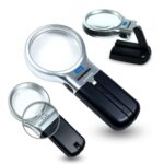 FreshDcart 3 in 1 Portable Magnifying Lens 3X High-Powered Magnification Hand-Held Folding Magnifier Glass with LED Lights Stand and UV Protection for Reading A4, Newspaper, Soldering, map - Image 2