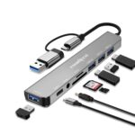 Frontech 8-in-1 Multi-Port Expansion Hub | Dual Input (USB-C & USB) | High-Speed Data Transfer | Metal Matt Finish | Backed with 1 Year Warranty (NC-0058) - Image 2