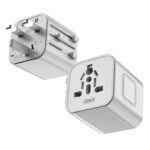 GM G+ Compact Travel Adapter | Universal All-in-One Worldwide Plug (US/UK/EU/AU) | Multi-Device Charging | Smart Safety Protection | Foldable, Fire-Resistant Travel Charger for 150+ Countries - White - Image 2