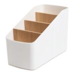 GadgetBite Remote Holder Office Desk Organiser Pen Holder Multifunctional Storage Box Organizer With 4 Storing Compartments For Pen Pencil AC TV Remote Notes and Cards - White - Image 2