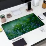 Gadgets WRAP Large Desk Mat Mouse Pad 11 x 23 Inch, Anti-Slip, Spill-Resistant, Ideal for Home, Office, Gaming Setups - Fresh Green Grass Bokeh - Image 2