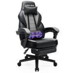 Gaming Chair Racing Style Office Ergonomic Chair High-Back PU Leather Design PC Computer Gaming Chair Adjustable Height Swivel Chair with Footrest, Headrest and Lumbar Support (Grey) - Image 2