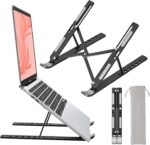 Giftana Laptop Stand for Desk, Metal MacBook Stand Compatible with 10-15.6 Inch Laptops iPad Aluminum Portable Foldable Adjustable Notebook Holder, Computer Riser for Desk (Black) - Image 2
