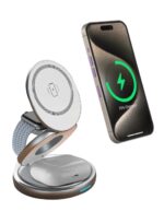 Glassology 3 in 1 Dock 23W Wireless Charger, for iPhone 17/17 Air/17 Pro/17 Pro Max, 16/16 Plus/16 Pro/16 Pro Max, 15/14/13/12, Earbuds 3rd/2nd gen & Watch, Premium 360 Rotatable. (White) - Image 2