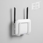 HASTHIP® Wall WiFi Router Mount Bracket, Minimalist White Metal Wire Wall WiFi Holder Organizer, No Drill Installation, Ideal for Home, Office, 15x6x10cm - Image 2
