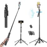 HIFFIN H8 AI-Powered 360° Auto Face Tracking Selfie Stick Tripod | 63-inch/160 cm Long Aluminium Extension Stand for Mobile & Camera | Quad-Leg Stability, Auto Rotation for Vlogging & Shooting - Image 2