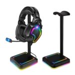Headphone Stand, RGB Gaming Headset Holder with 2 USB Charger Ports & 10 Lighting Modes for Desktop PC Game Earphone Accessories - Image 2