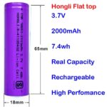 High Capacity Hongli Li-Ion 2000mAH Rechargeable Original Power Ultra Boost High Capacity Cell Batteries, LED, Bluetooth Speaker, Laptops, Power Bank & Torch, Flat Top, 3.7V (Pack of 2) - Image 2
