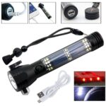 HomeBrilliant 7 Mode Rechargeable Solar LED Torch Flashlight High Power Long Distance with Power Bank Emergency Tool with Window Breaker Seat Belt Cutter Compass for Camping Hiking (1Pcs) - Image 2