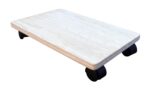 Homecute Heavy Duty Wooden CPU Trolley, Computer Tower Stand for Home & Office with 4 Caster Wheels-6 X 10 Inch (White) - Image 2