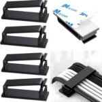 INOVERA (LABEL) 20 Pieces Cable Management Clips - Wire Organizer Cord Holder Clip with 3M Adhesive Foam for Desktop Tv Pc Cables Office Home (Black) - Image 2