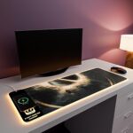 JCBL RGB Gaming Mouse Pad with 15W Wireless Charger | Non-Slip Desk Mat with LED Lighting | Qi-Compatible Charging for iPhone & Android | Keyboard Mouse Pad for Office and Home (The Black Hole) - Image 2