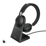 Jabra Evolve2 65 Wireless PC Headset with Charging Stand - Noise Cancelling Microsoft Teams Certified Stereo Headphones with Long-Lasting Battery - USB-C Bluetooth Adapter - Black - Image 2